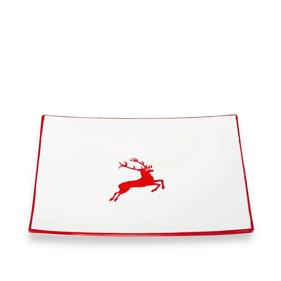 gmundner-keramik-speiseteller-26-cm-rubinroter-hirsch image 1