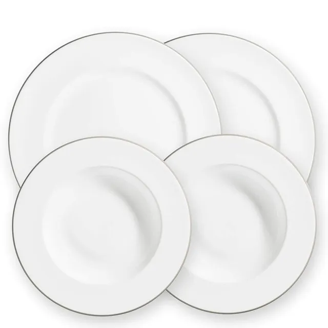 gmundner-keramik-dinner-for-two-gourmet-geschirrset-grauer-rand image 1