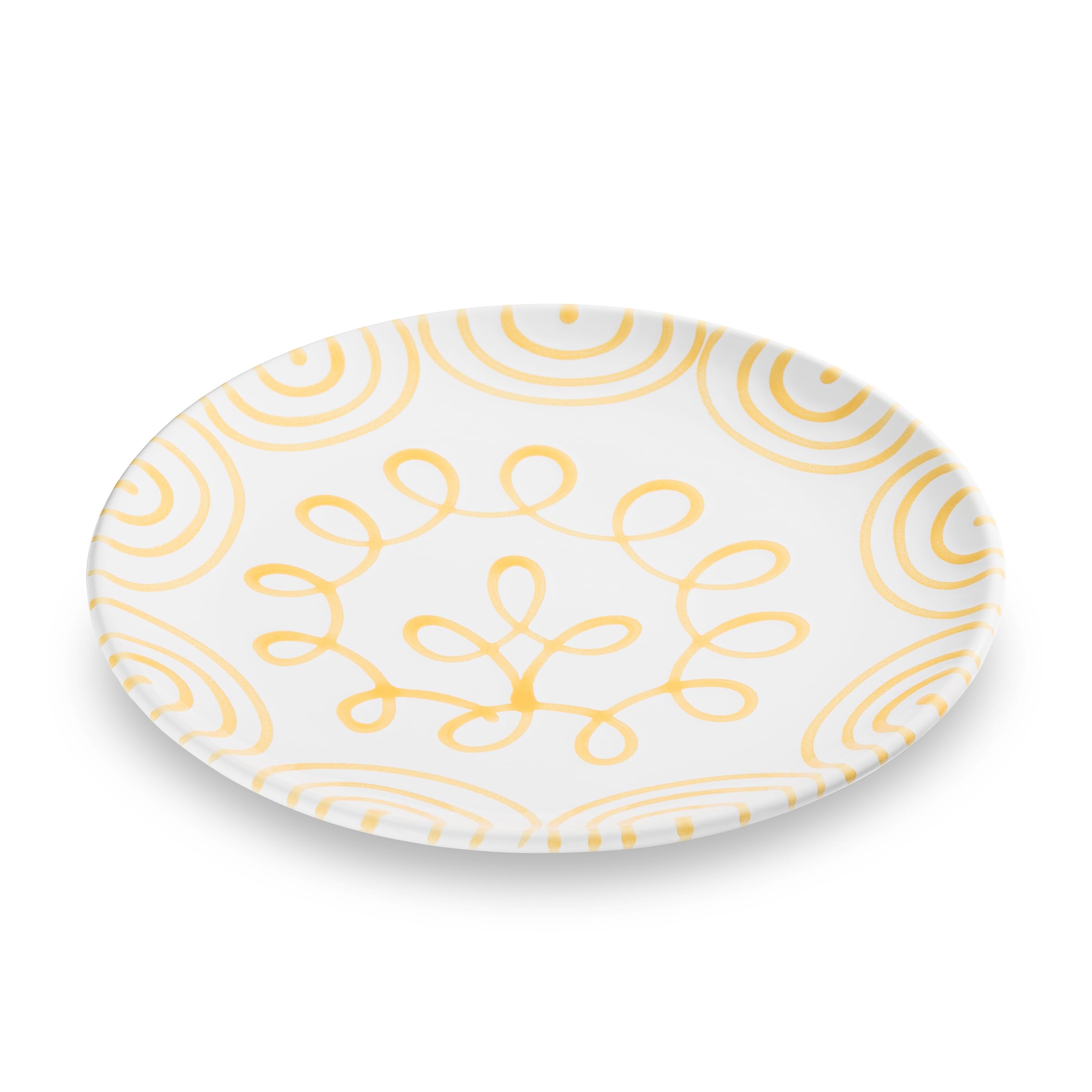 gmundner-keramik-speiseteller-25-cm-gelbgeflammt image 1
