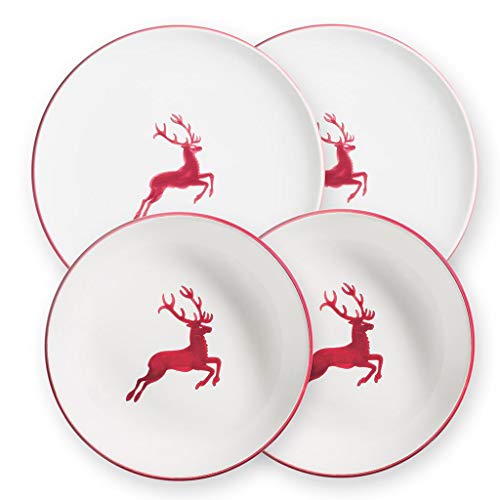 gmundner-keramik-dinner-geschirr-set-dinner-for-two-classic-bordeauxroter-hirsch image 2