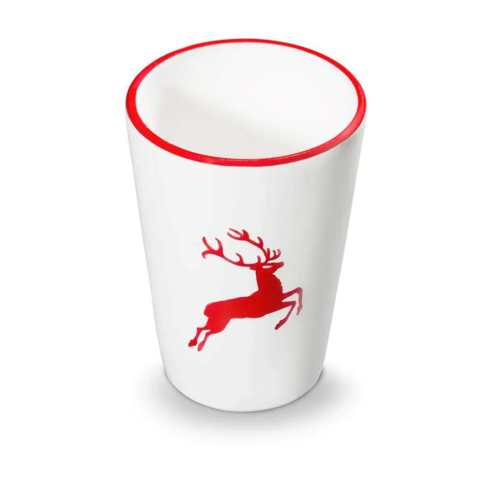 gmundner-keramik-trinkbecher-0-28-liter-rubinroter-hirsch-handgemacht-in-sterrei image 1