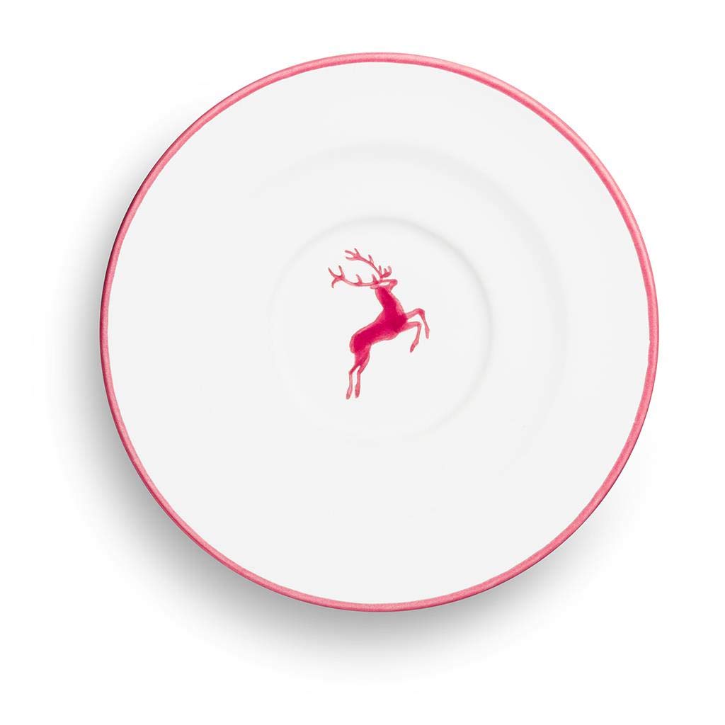 gmundner-keramik-unterteller-cappuccino-14-cm-bordeauxroter-hirsch image 2