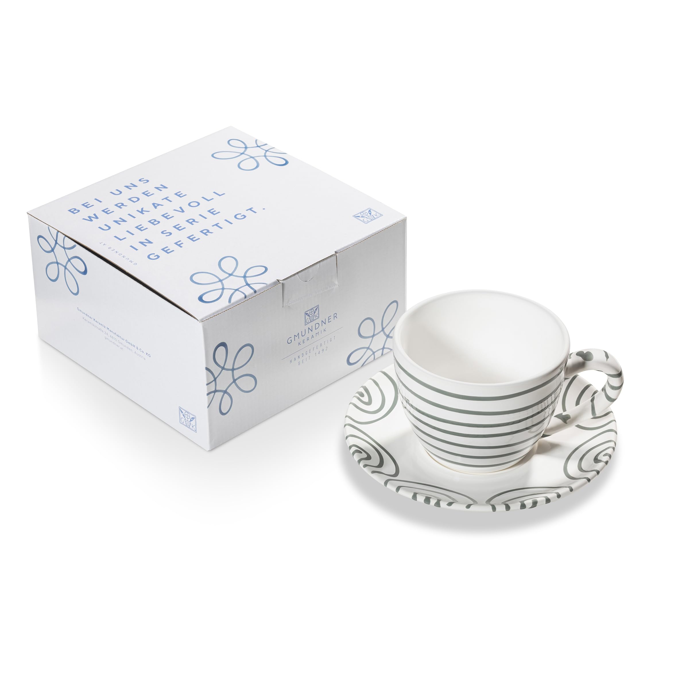 gmundner-keramik-graugeflammt-teetasse-maxima-mit-unterteller image 1
