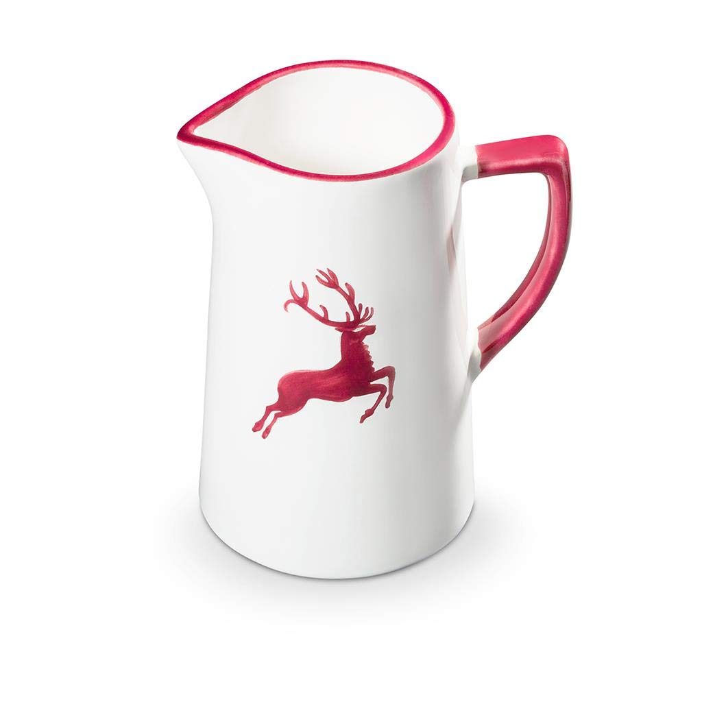 gmundner-keramik-wasserkrug-bordeauxroter-hirsch-0-7-liter-handgemacht-in-sterre image 1