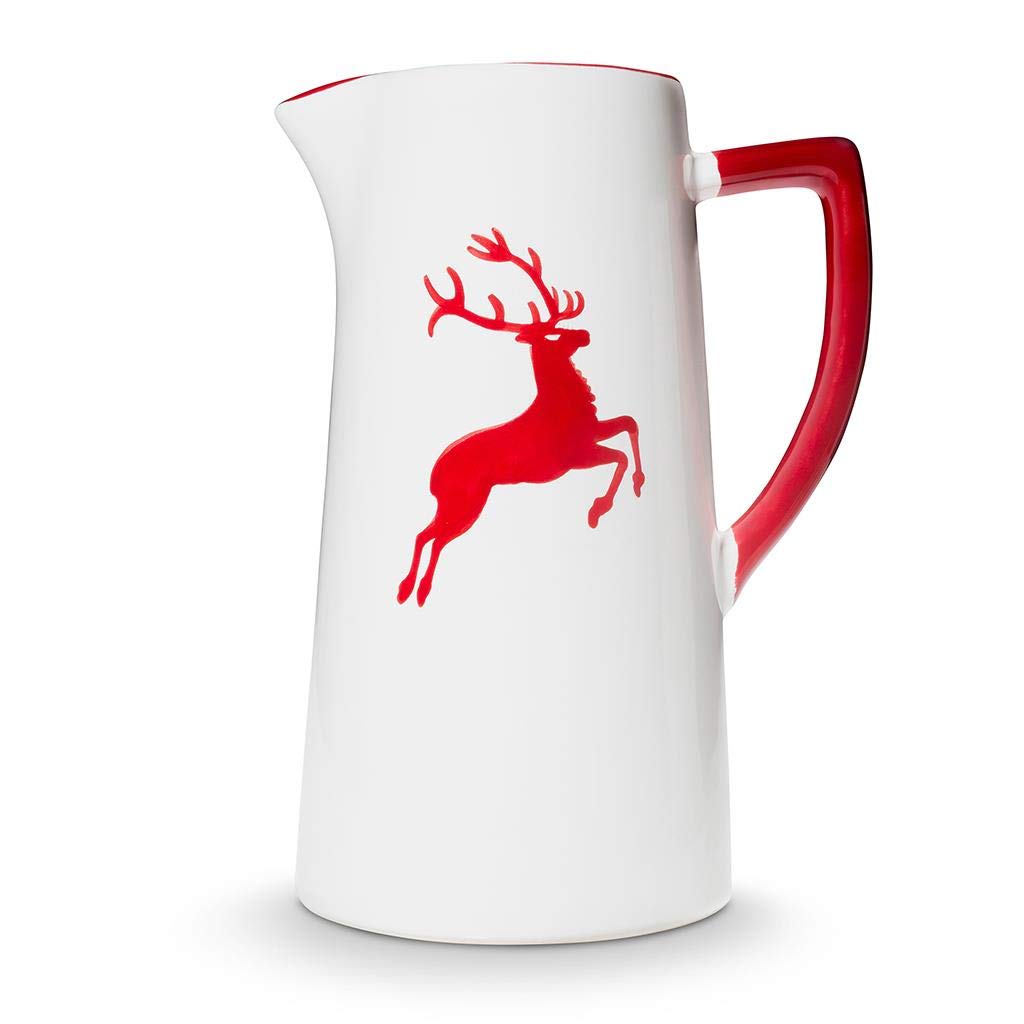 gmundner-keramik-wasserkrug-1-2-liter-rubinroter-hirsch-handgemacht-in-sterreich image 2