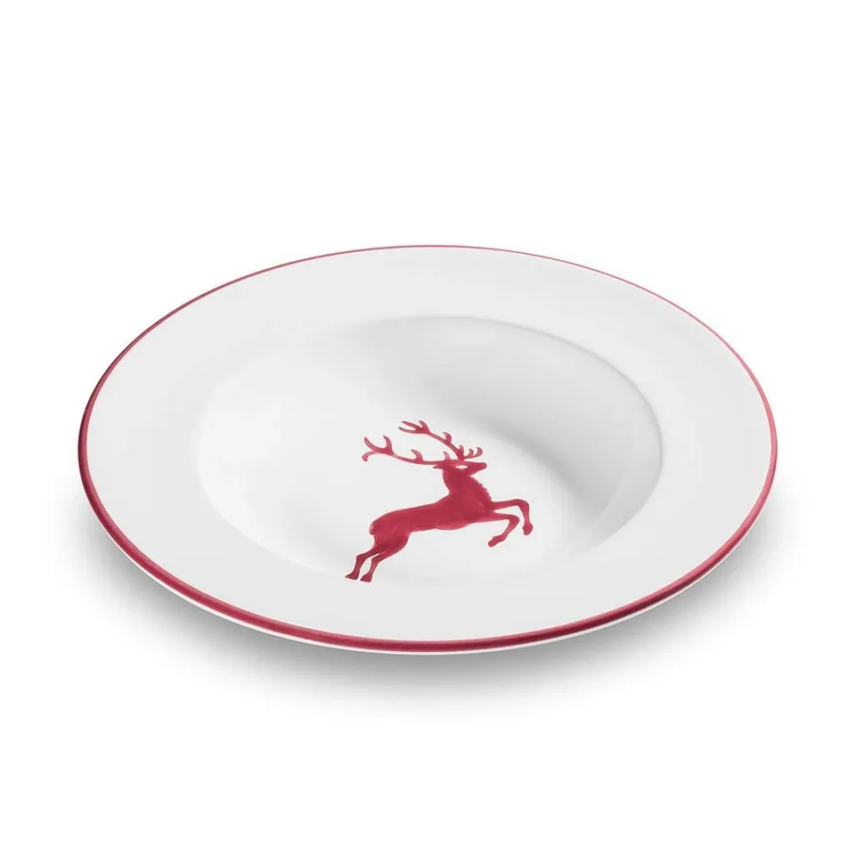 gmundner-keramik-suppenteller-gourmet-24-cm-bordeauxroter-hirsch image 1