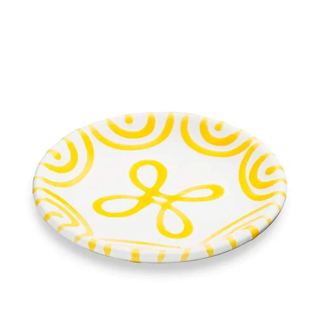 gmundner-keramik-unterteller-f-r-mokkatasse-11-cm-gelbgeflammt-handgemachte-kera image 1