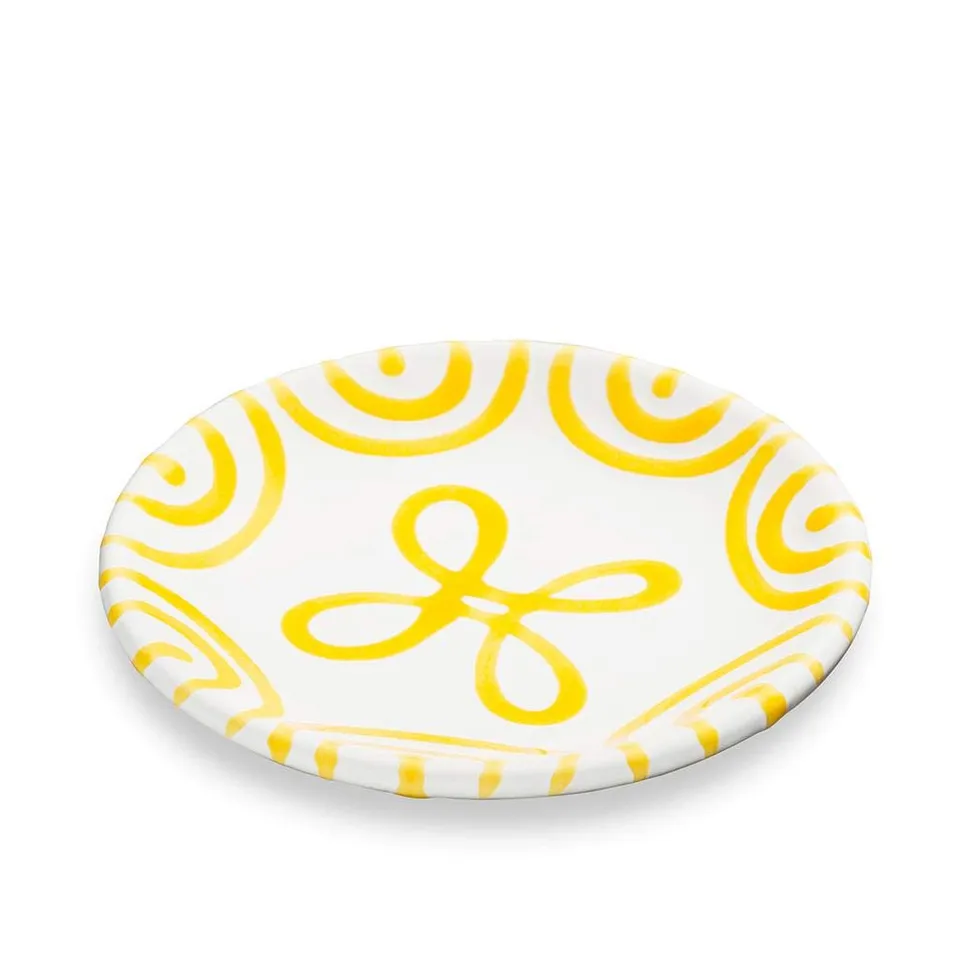 gmundner-keramik-unterteller-f-r-mokkatasse-11-cm-gelbgeflammt-handgemachte-kera image 1