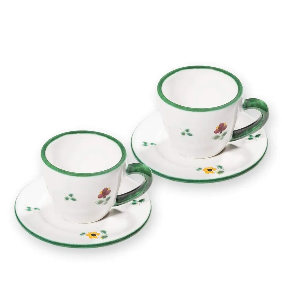 gmundner-keramik-espresso-f-r-2-gourmet-kaffeeset-streublumen-4-teilig-handgemac image 1