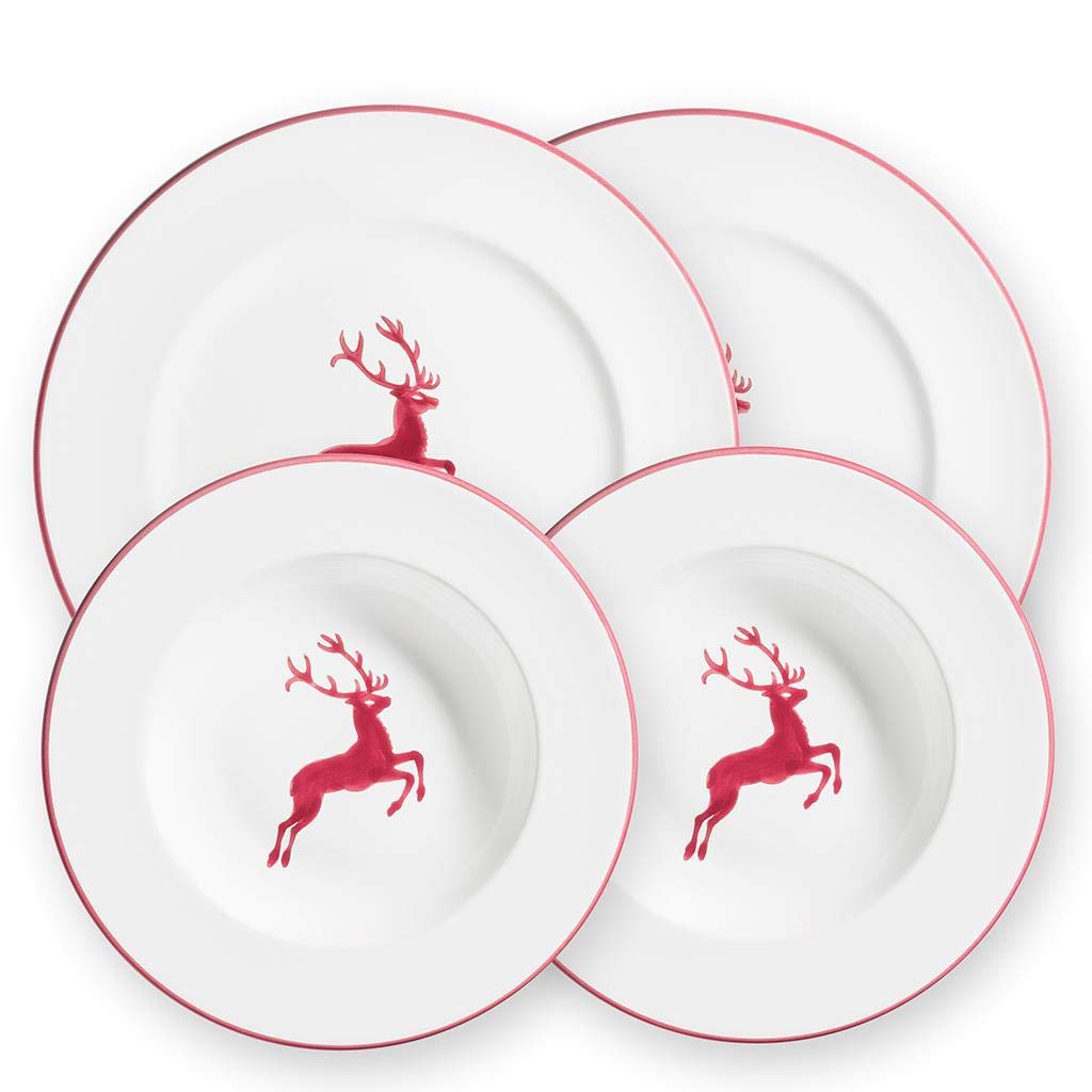 gmundner-keramik-dinner-for-two-gourmet-geschirrset-bordeauxroter-hirsch-4-teili image 1