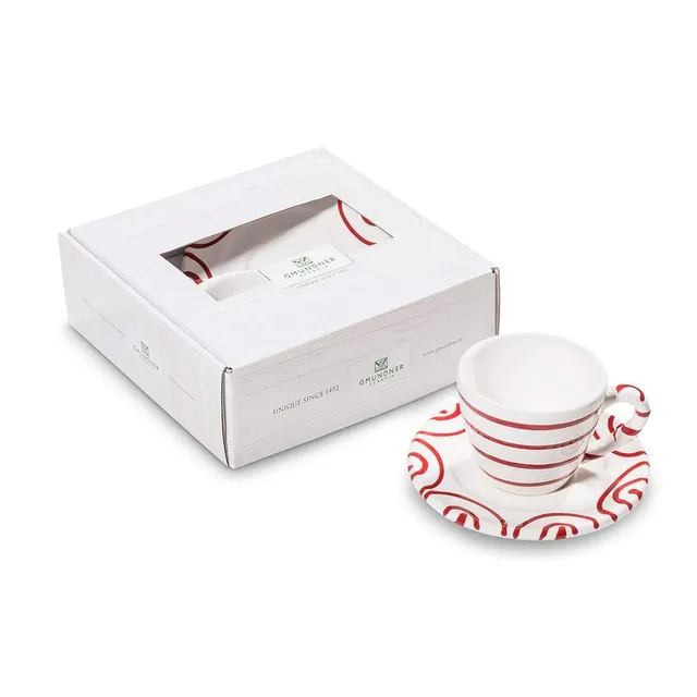 gmundner-keramik-rotgeflammt-espresso-for-you-gourmet-geschirrset-tasse-untertel image 1