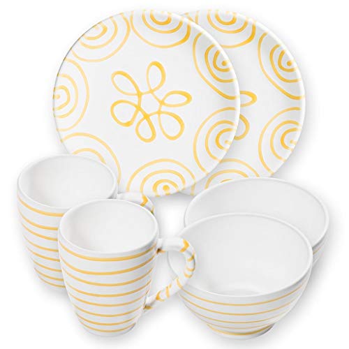 gmundner-keramik-h-ttenfr-hst-ck-cup-f-r-2-geschirrset-6-teilig-gelbgeflammt image 2