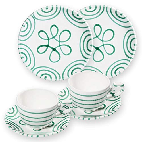 gmundner-keramik-breakfast-for-two-classic-geschirrset-gr-ngeflammt-handgemacht- image 2