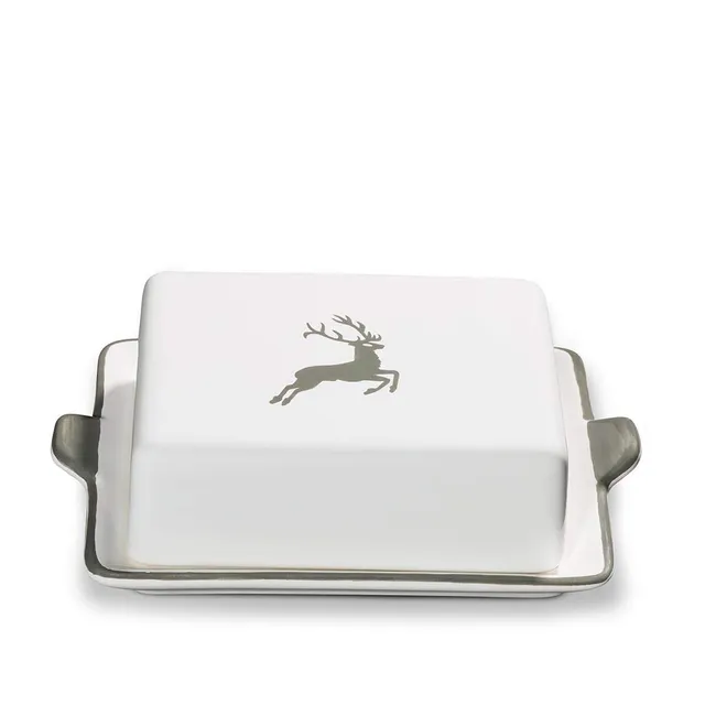 gmundner-keramik-grauer-hirsch-butterdose-20-5-x-14-5-x-5-7-cm image 1