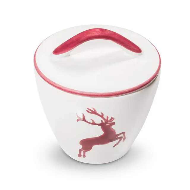 gmundner-keramik-zuckerdose-gourmet-9-cm-bordeauxroter-hirsch-handgemacht-in-ste image 1