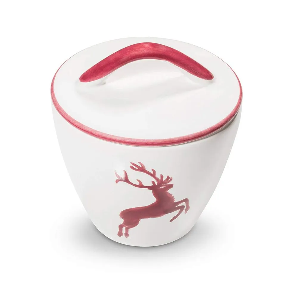 gmundner-keramik-zuckerdose-gourmet-9-cm-bordeauxroter-hirsch-handgemacht-in-ste image 1