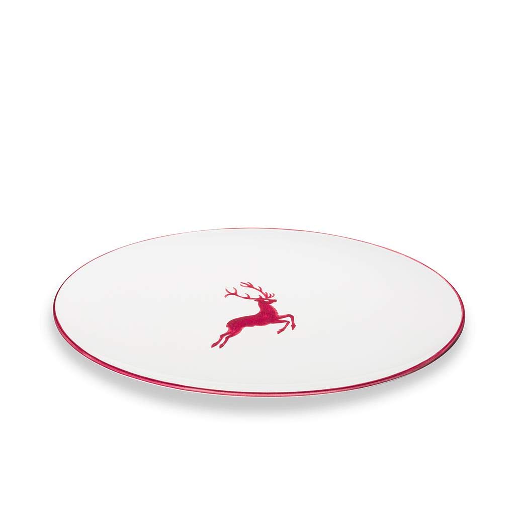 gmundner-keramik-platte-oval-bordeauxroter-hirsch-28-x-21-cm-handgemacht-in-ster image 1