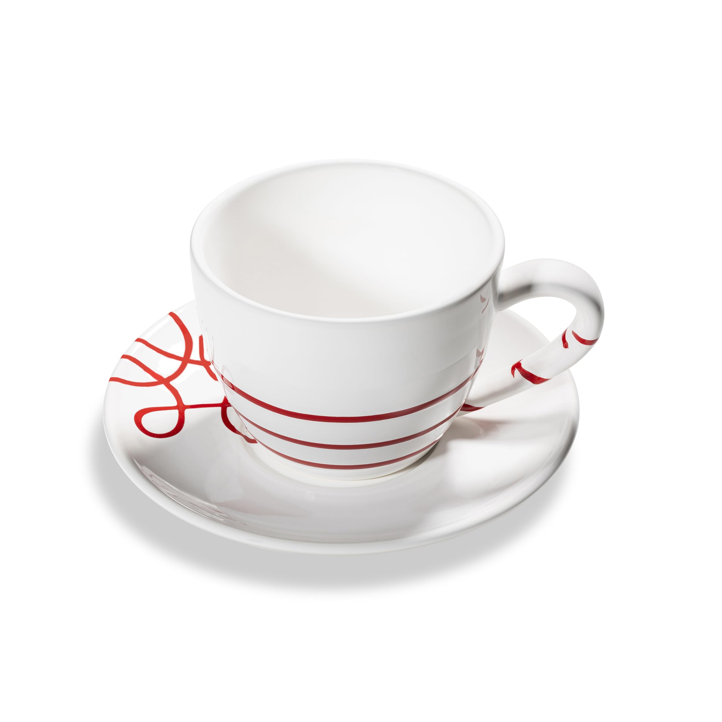 gmundner-keramik-pur-geflammt-rot-teetasse-maxima-mit-unterteller image 2