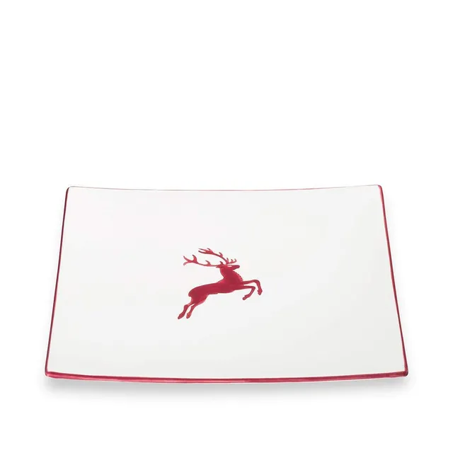 gmundner-keramik-bordeauxroter-hirsch-speiseteller-26-x-26-x-2-2-cm image 1