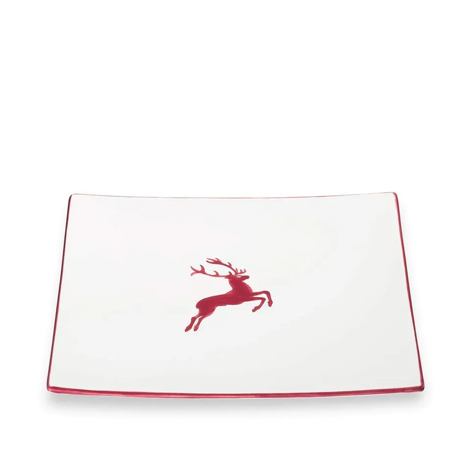 gmundner-keramik-bordeauxroter-hirsch-speiseteller-26-x-26-x-2-2-cm image 1