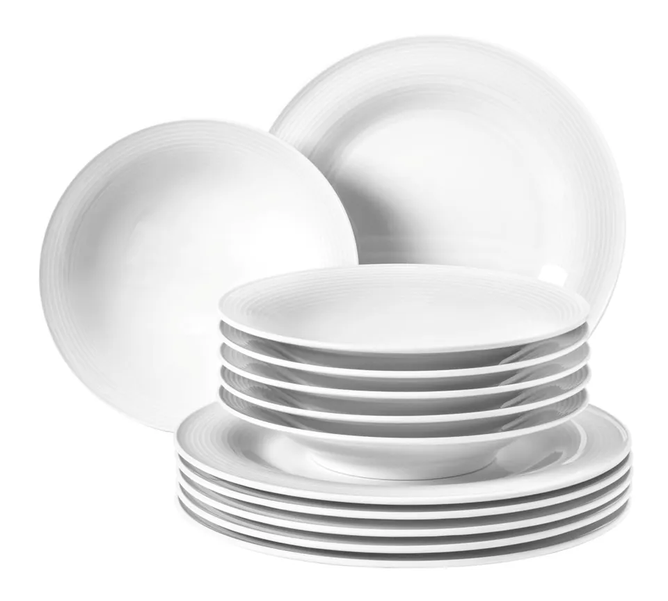 seltmann-weiden-beat-tafelservice-12-teilig-wei-rund-mit-rillenrelief image 1