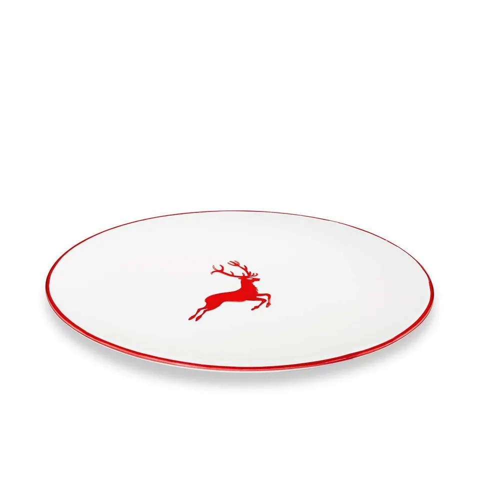 gmundner-keramik-platte-oval-rubinroter-hirsch-28-x-21-cm-handgemacht-in-sterrei image 1