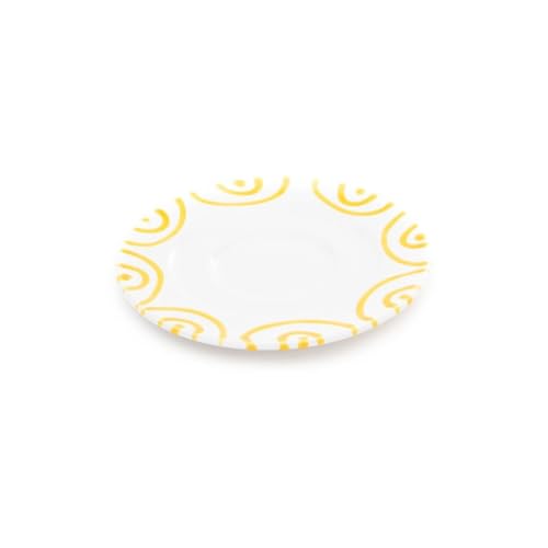 gmundner-keramik-unterteller-kaffee-gourmet-16-cm-gelbgeflammt image 4