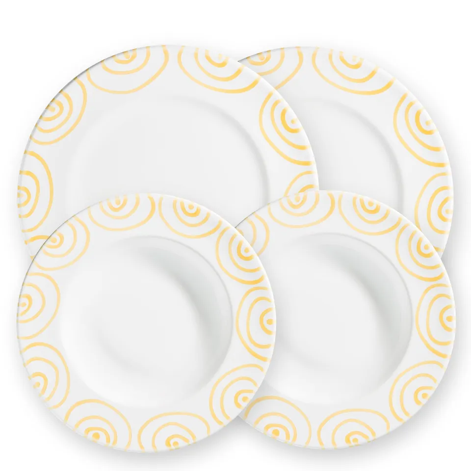 gmundner-keramik-geschirrset-dinner-f-r-2-gourmet-gelbgeflammt-handgefertigt-in- image 1
