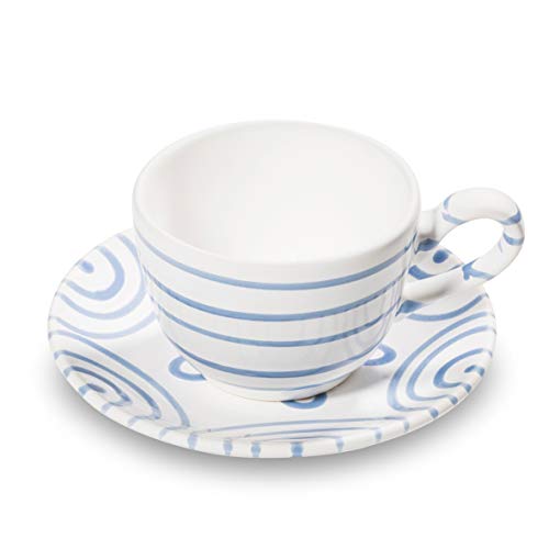 gmundner-keramik-blaugeflammt-kaffeetasse-mit-unterteller-set-2-teilig-0-19-l image 2