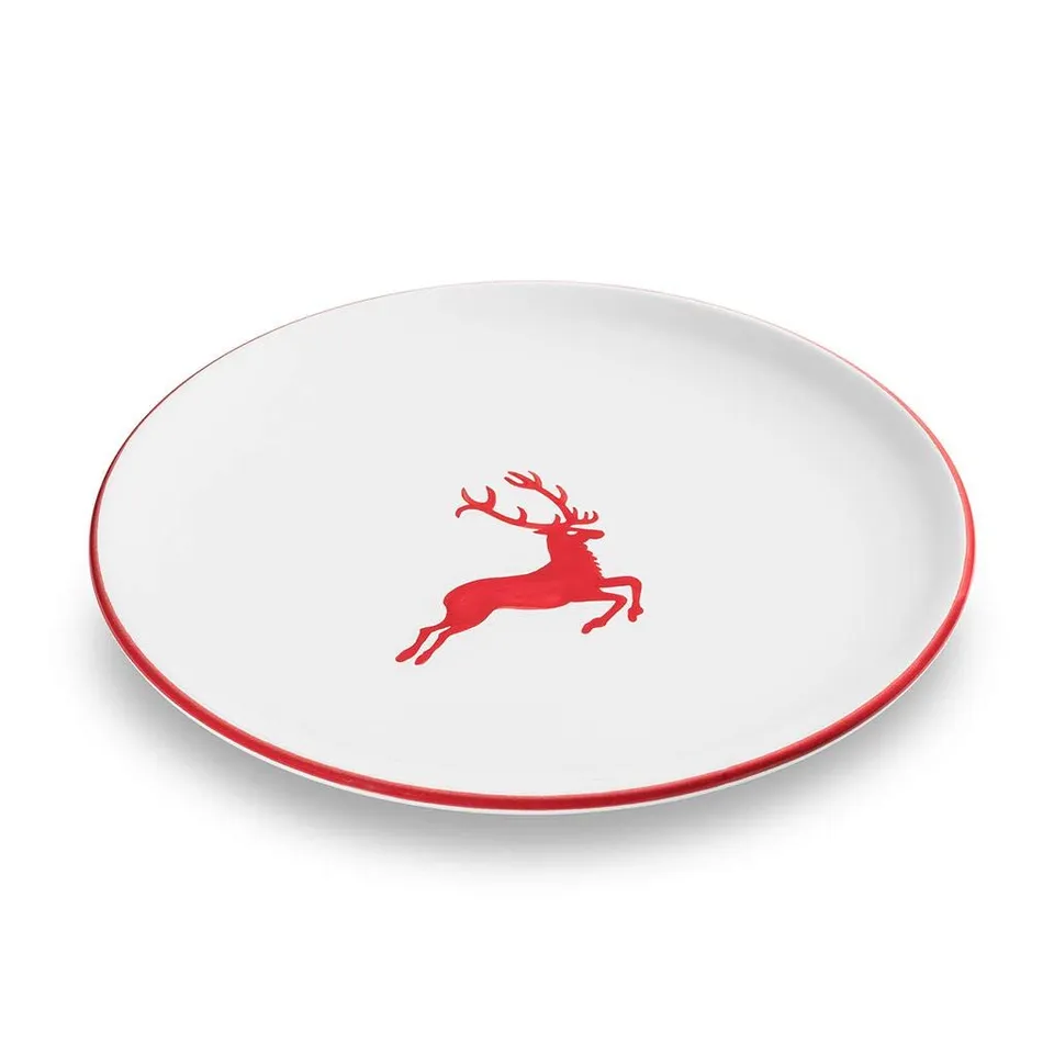 gmundner-keramik-speiseteller-25-cm-rubinroter-hirsch-handgemachte-keramik-aus-s image 1