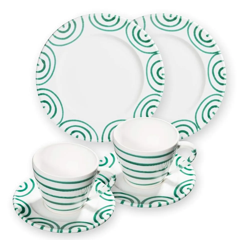 gmundner-keramik-breakfast-for-two-gourmet-geschirrset-gr-ngeflammt-6-teilig-han image 1