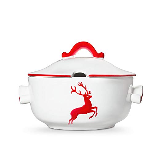 gmundner-keramik-suppentopf-glatt-2-liter-rubinroter-hirsch-handgemacht-in-sterr image 5