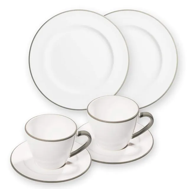 gmundner-keramik-breakfast-for-two-gourmet-geschirrset-grauer-rand image 1