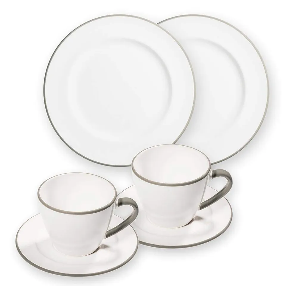 gmundner-keramik-breakfast-for-two-gourmet-geschirrset-grauer-rand image 1