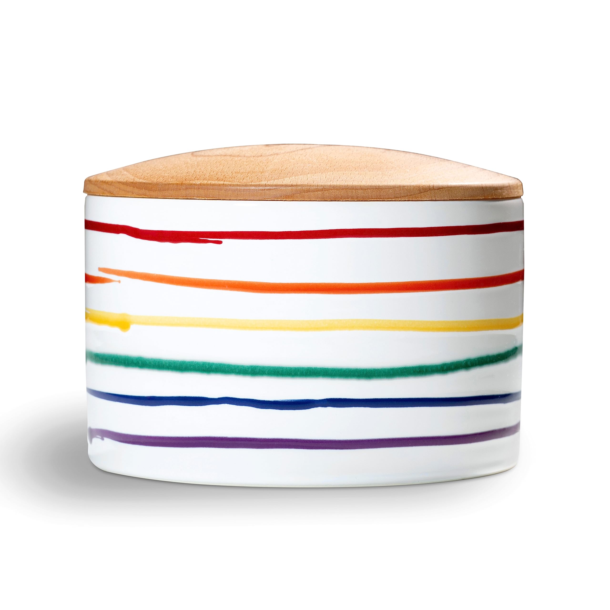 gmundner-keramik-vorratsdose-mit-holzdeckel-regenbogen-geflammt-h-he-9-5-cm-hand image 2