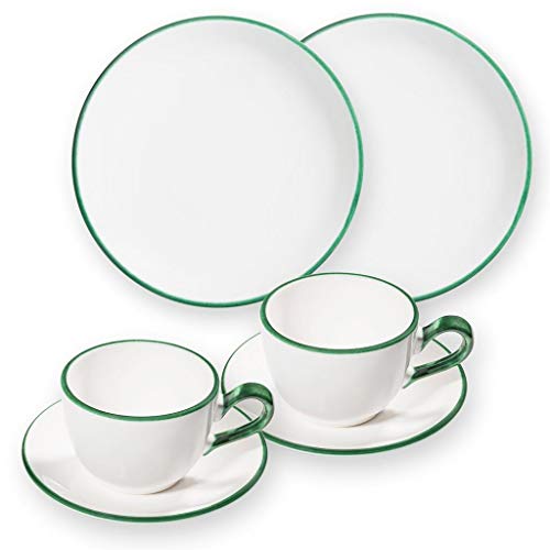 gmundner-keramik-breakfast-for-two-classic-geschirrset-gr-ner-rand image 2