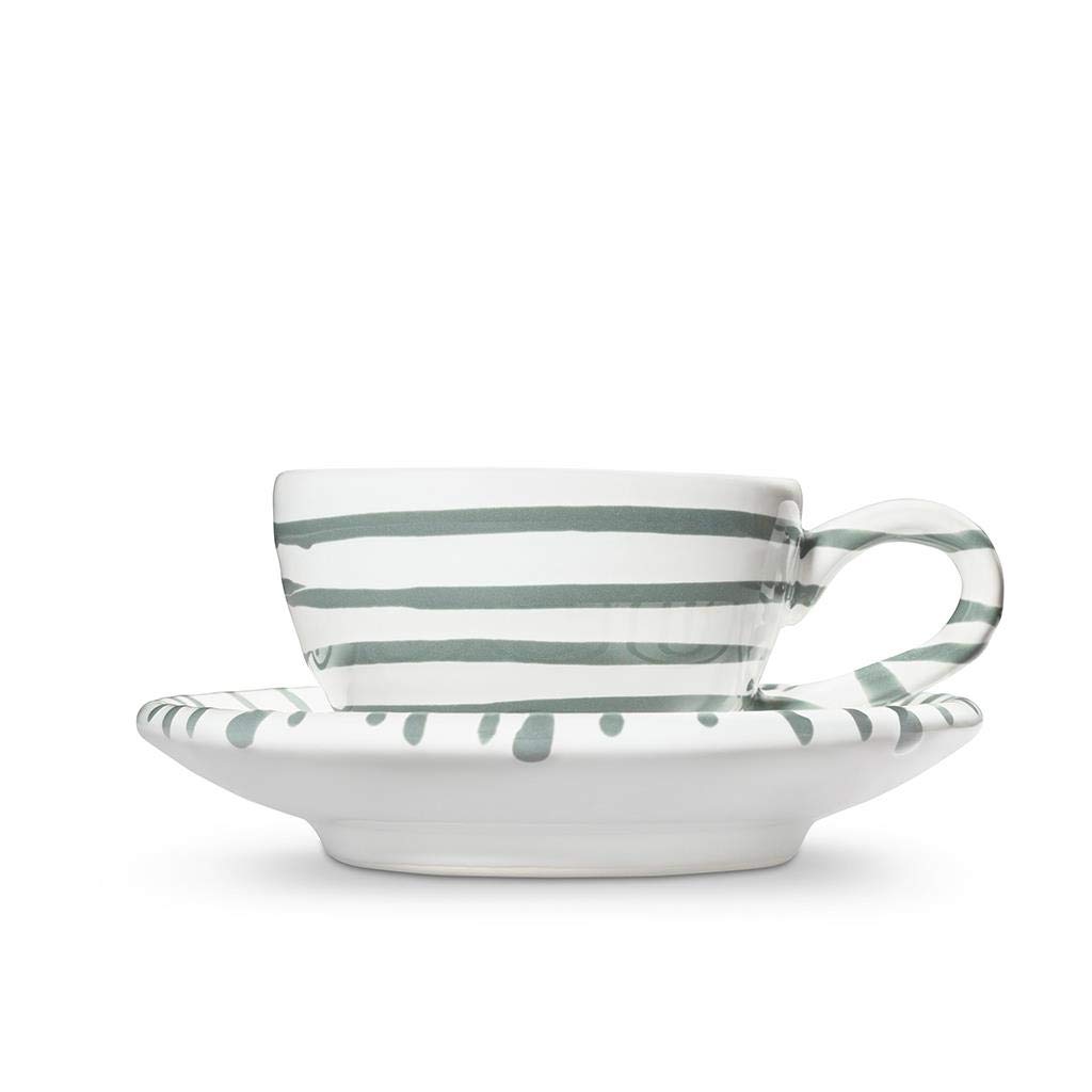 gmundner-keramik-mokkaset-tasse-unterteller-graugeflammt image 2