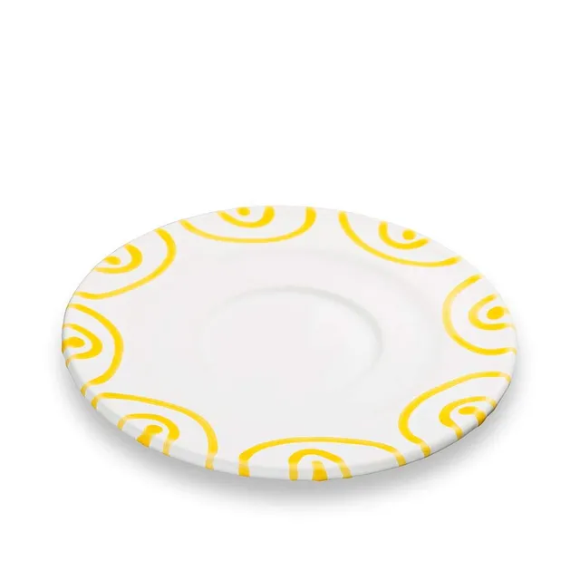 gmundner-keramik-unterteller-cappuccino-gourmet-14-cm-gelbgeflammt image 1