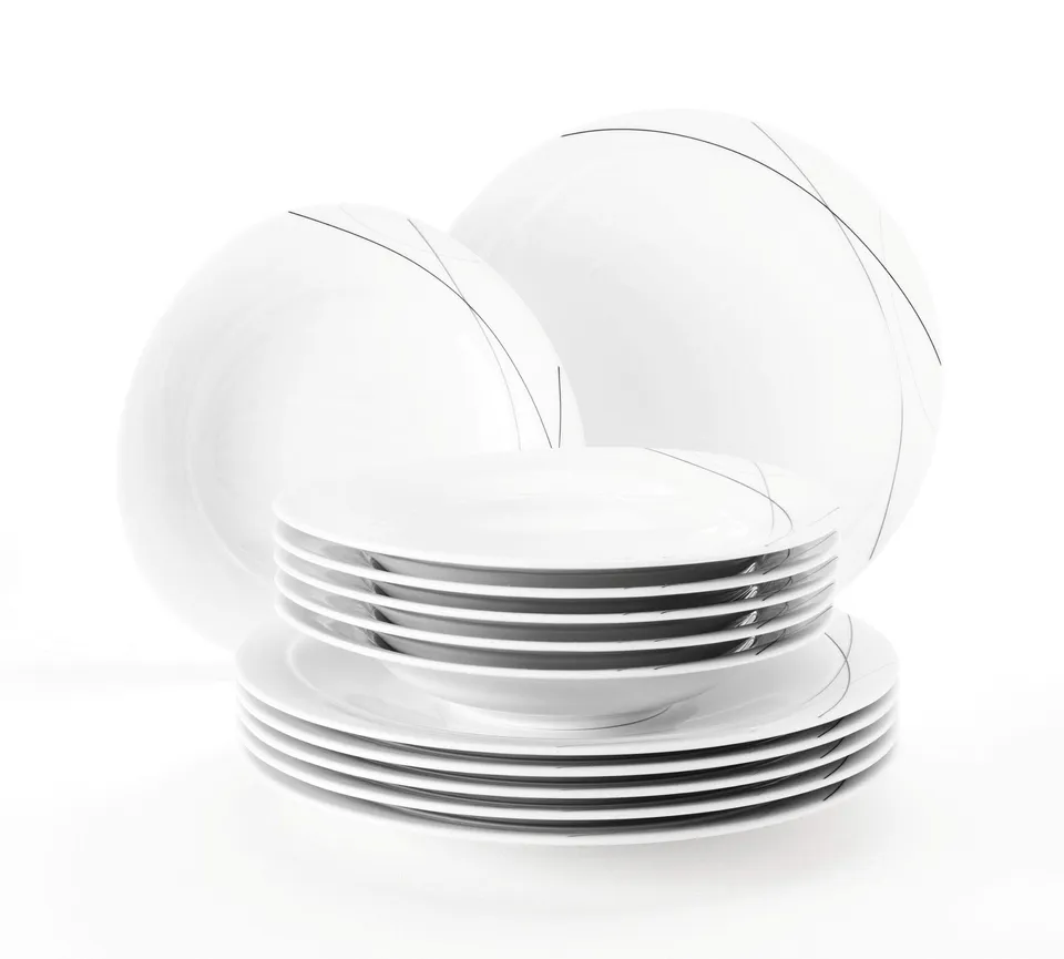 seltmann-weiden-trio-highline-tafelservice-12-teilig-6-speise-6-suppenteller-wei image 1