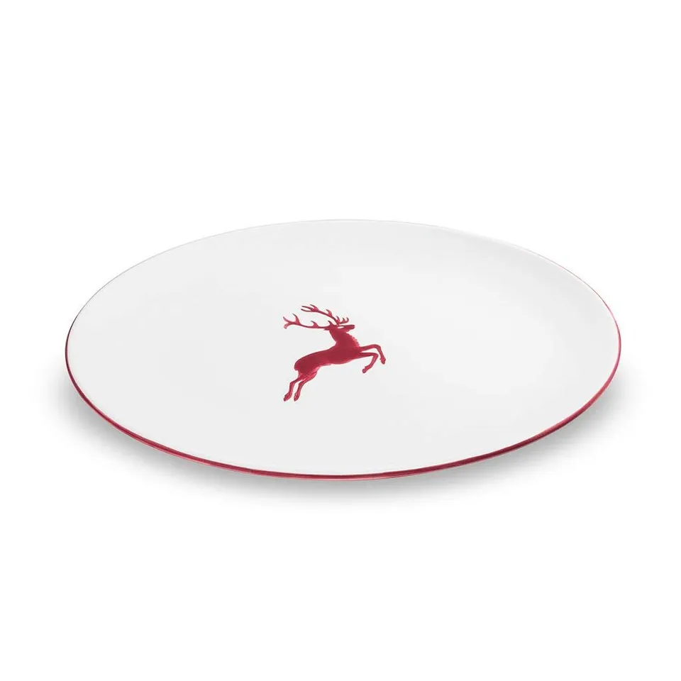gmundner-keramik-platte-oval-bordeauxroter-hirsch-33-x-26-cm-handgemacht-in-ster image 1