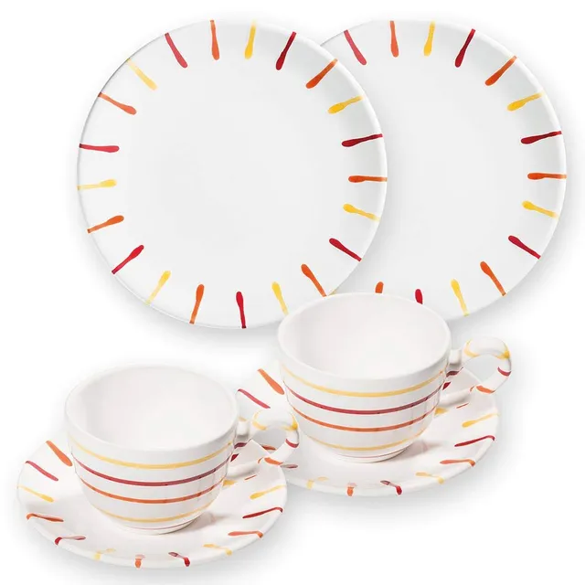 gmundner-keramik-breakfast-for-two-classic-geschirrset-landlust-6-teilig-handgem image 1