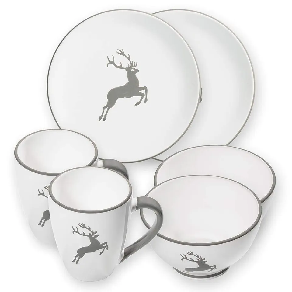 gmundner-keramik-grauer-hirsch-h-ttenfr-hst-ck-cup-f-r-2-geschirrset-6-teilig image 1