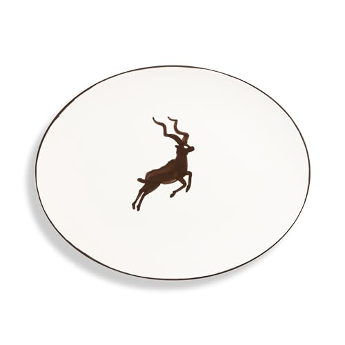 gmundner-keramik-brauner-kudu-platte-oval-33x26-cm-handgemacht-in-sterreich image 3