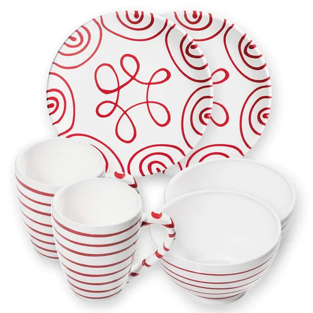 gmundner-keramik-h-ttenfr-hst-ck-cup-f-r-2-geschirrset-rotgeflammt-6-teilig image 1