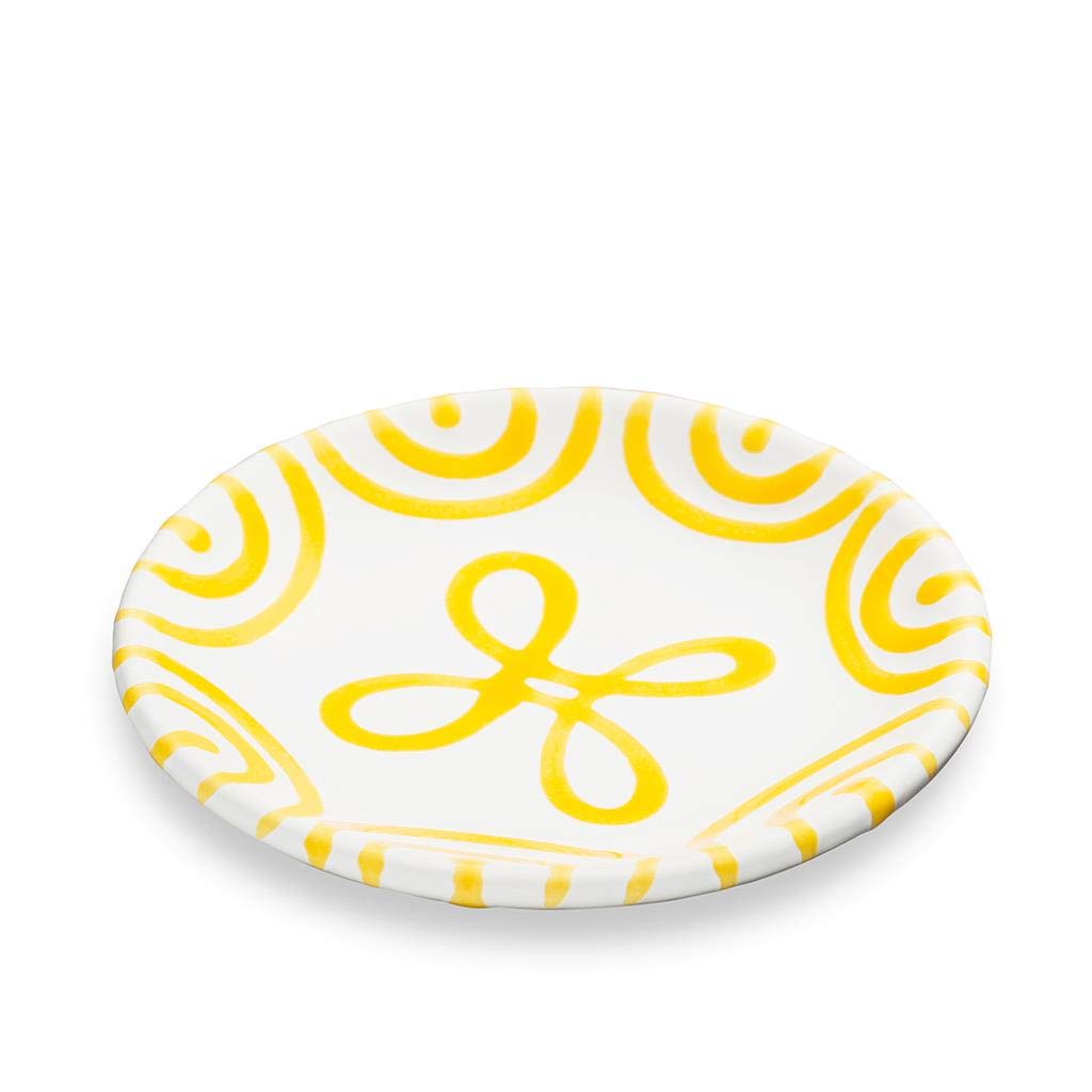 gmundner-keramik-unterteller-f-r-mokkatasse-11-cm-gelbgeflammt-handgemachte-kera image 1