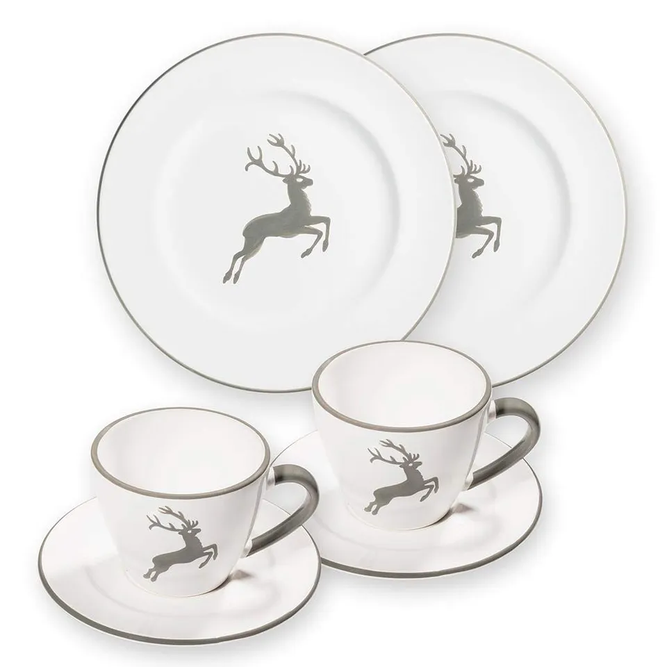 gmundner-keramik-grauer-hirsch-breakfast-for-two-gourmet-geschirrset-6-teilig image 1