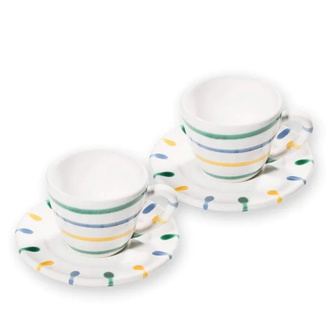gmundner-keramik-espresso-f-r-2-gourmet-buntgeflammt-geschirrset image 1