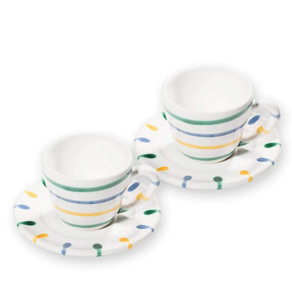 gmundner-keramik-espresso-f-r-2-gourmet-buntgeflammt-geschirrset image 1