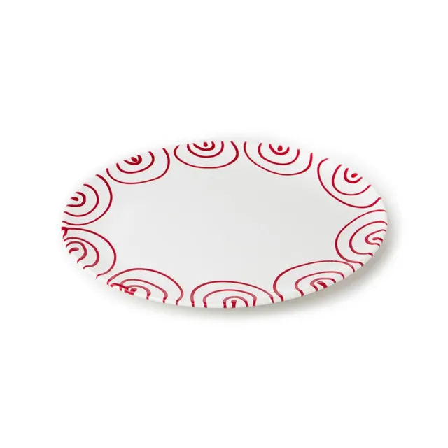 gmundner-keramik-platte-oval-28-x-21-cm-rotgeflammt-modell-0182pose28-handgefert image 1