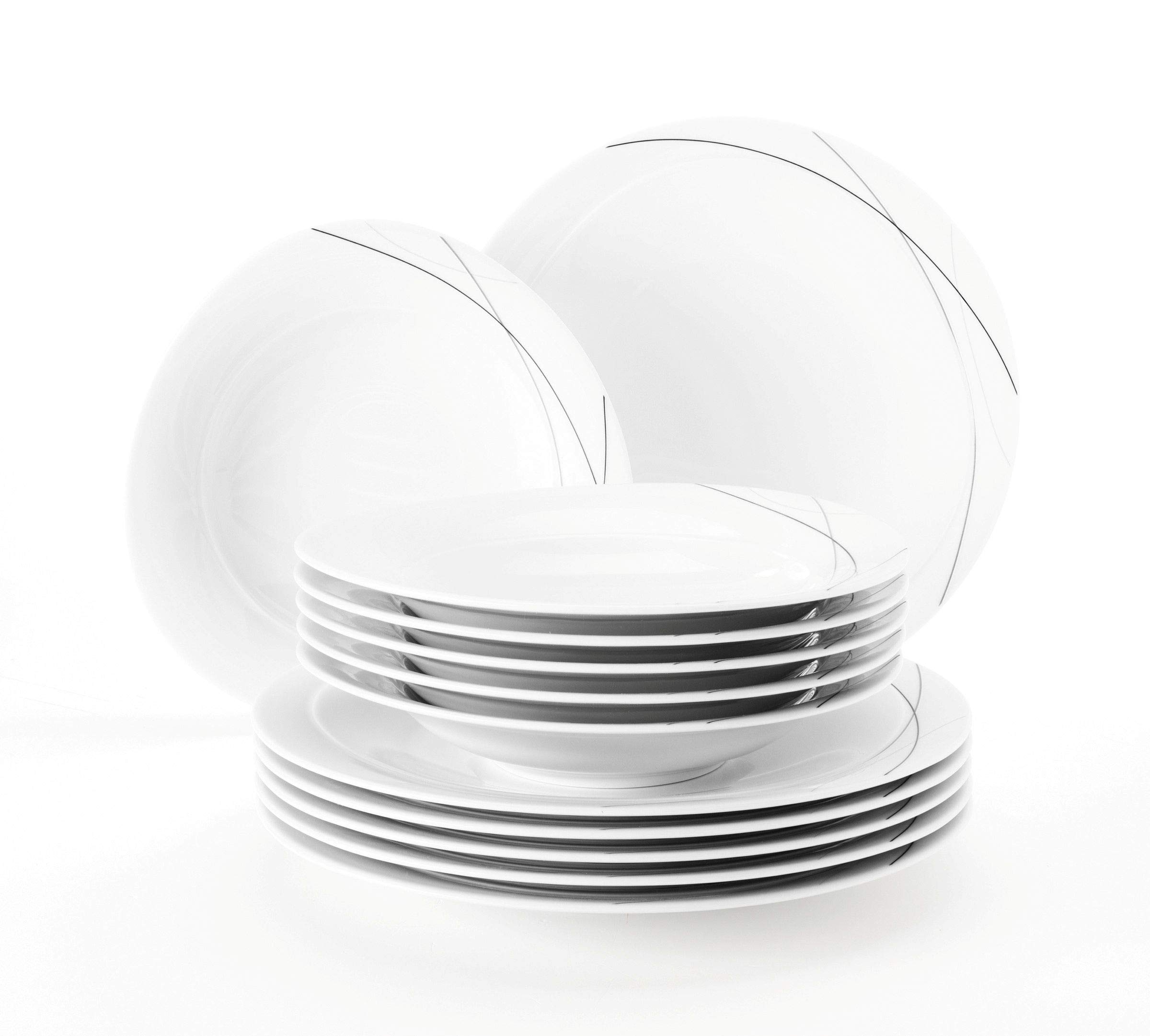seltmann-weiden-trio-highline-tafelservice-12-teilig-6-speise-6-suppenteller-wei image 1